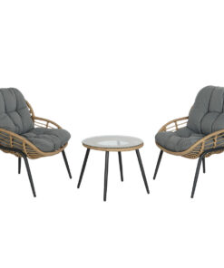 Tafelset met 2 fauteuils DKD Home Decor Zwart Grijs Oranje Natuurlijk 55 x 55 x 47 cm
