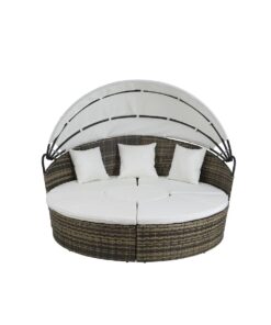 Tuinbed DKD Home Decor Wit Aluminium Staal Synthetische rotan 175 x 175 x 145 cm