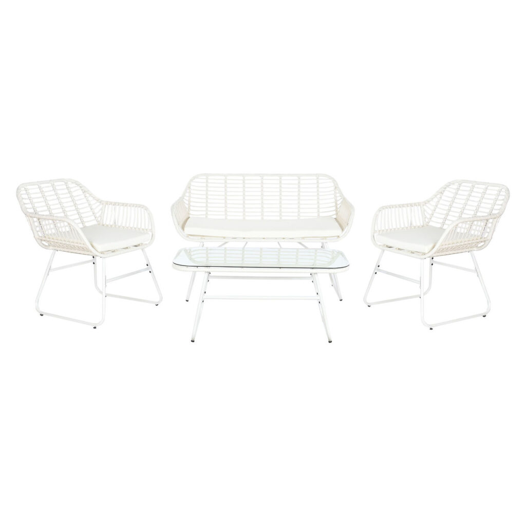 Tuinmeubilair DKD Home Decor Wit 124 x 74 x 84 cm (4 Onderdelen)