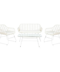 Tuinmeubilair DKD Home Decor Wit 124 x 74 x 84 cm (4 Onderdelen)