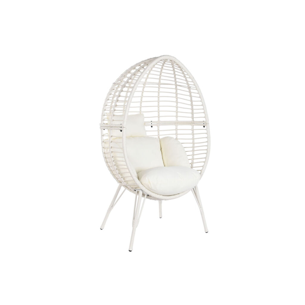 Tuinstoel DKD Home Decor 90 x 65 x 151 cm Metaal Synthetische rotan Wit