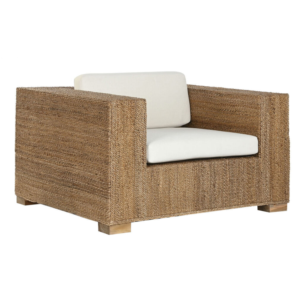 Tuinstoel Home ESPRIT Wit Natuurlijk 117 x 92 x 65 cm