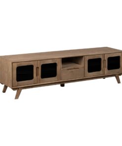 Tv-meubel BURNIE Zwart Natuurlijk 180 x 40,5 x 48 cm
