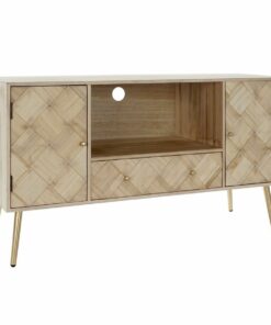 Tv-meubel DKD Home Decor 118 x 40 x 65 cm Metaal Lichtbruin Paulownia hout Pijnboom