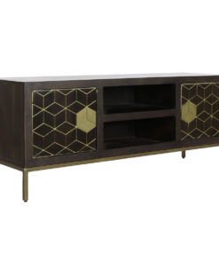 Tv-meubel DKD Home Decor 140 x 40 x 55 cm Zwart Metaal Acacia