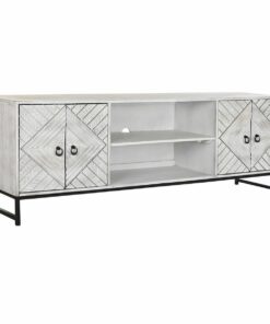 Tv-meubel DKD Home Decor 180 x 40 x 60 cm Zwart Metaal Wit Mangohout