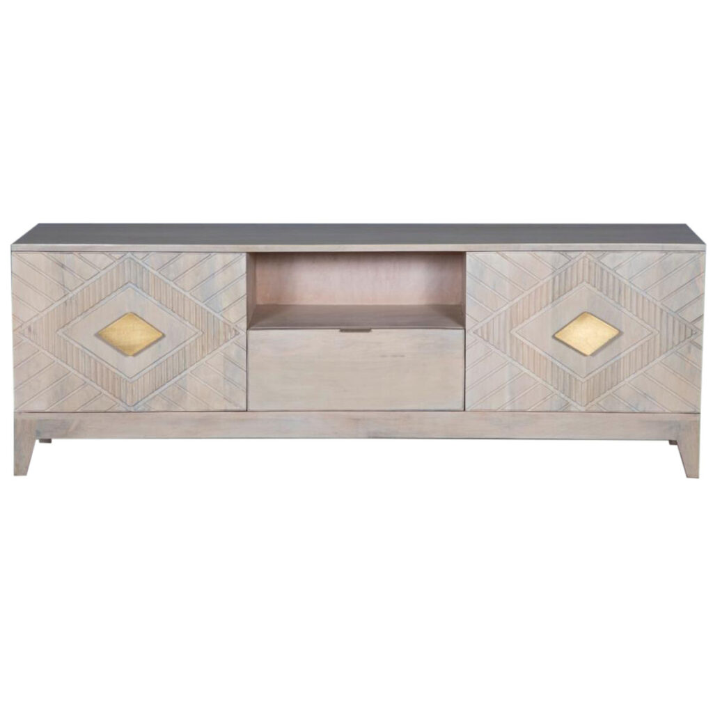 Tv-meubel DKD Home Decor Beige Metaal Mangohout 175 x 40 x 60 cm