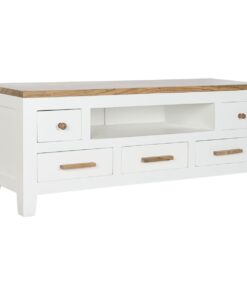 Tv-meubel DKD Home Decor Wit Bruin Acacia Mangohout 125 x 40 x 50 cm