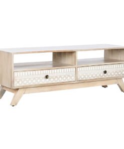 Tv-meubel DKD Home Decor Wit Natuurlijk Mangohout 130 x 40 x 45 cm