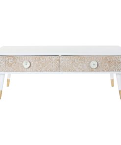 Tv-meubel DKD Home Decor Wit Spar Lichtbruin (120 x 65 x 42 cm)