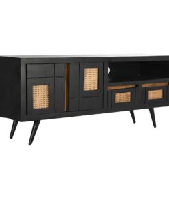 Tv-meubel DKD Home Decor Zwart Rotan Mangohout (145,5 x 40,5 x 60 cm)