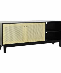 Tv-meubel DKD Home Decor Zwart Spar Rotan (160 x 65 x 38 cm)