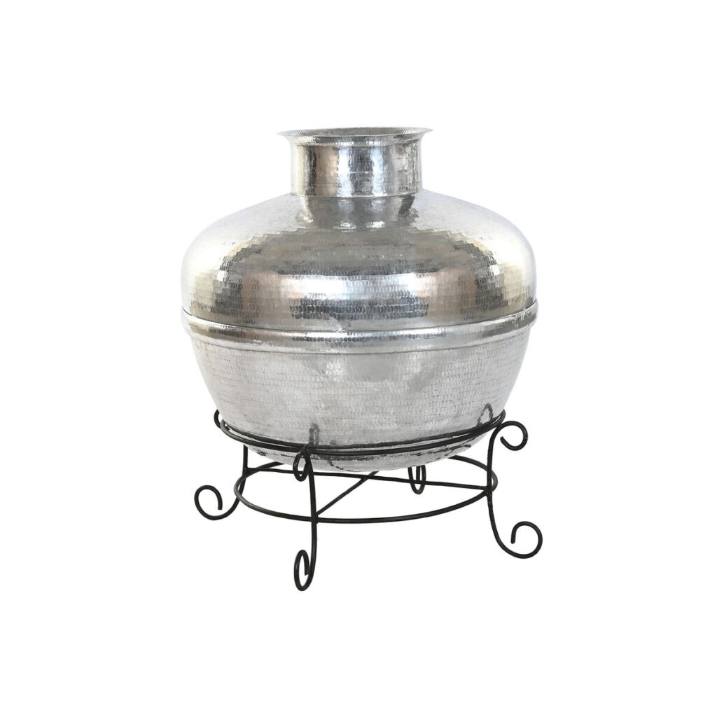 Vaas Home ESPRIT Zwart Zilverkleurig Aluminium Ijzer 75 x 75 x 90 cm