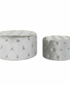 Voetensteun DKD Home Decor Grijs Fluweel Hout MDF (80 x 80 x 43 cm) (58 x 58 x 37 cm) (2 pcs)
