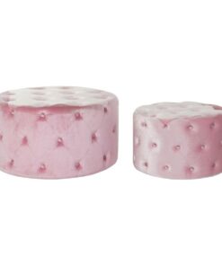 Voetensteun DKD Home Decor Roze Velvet Hout MDF Glam (2 pcs)