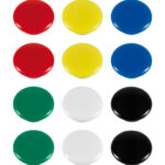 Westcott AC-E10834 Magneet Assorti Kleurpak à 12st. Ø 20x8mm. Assorti Kleuren. Cap: 4-6 A4 A 80gram