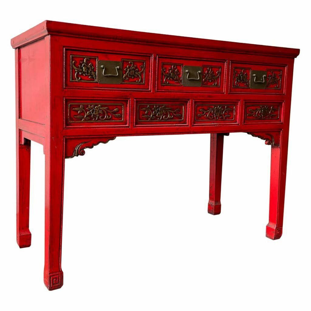 Zijtafel met lades Alexandra House Living Rood 49 x 90 x 120 cm
