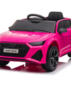 Audi Rs6, 12V Elektrische Kinderauto met Rubberen Banden, Leder Zitje en Meer – roze