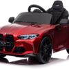 BMW M4, 12V Elektrische Kinderauto, Leder Zitje, Rubberen Banden, elektrische kinderauto – rood