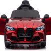 BMW M4, 12V Elektrische Kinderauto, Leder Zitje, Rubberen Banden, elektrische kinderauto – rood – afbeelding 3