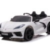 Corvette Stingray, 2-Persoons Elektrische kindervoertuig, 12V met Rubberen Banden, Leder Zitje en Meer – wit