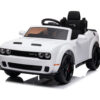 Dodge Challenger SRT, 12V Elektrische Kinderauto, Leder Zitje, Rubberen Banden, elektrische kinderauto – wit