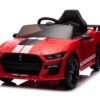 Ford Mustang Gt500, 12V Elektrische Kinderauto met Rubberen Banden, Leder Zitje en Meer