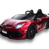 Lamborghini Aventador, 2-Persoons 24V Elektrische Kinderauto met Rubberen Banden, Leder Zitje – rood