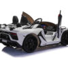 Lamborghini Aventador, 2-Persoons 24V Elektrische Kinderauto met Rubberen Banden, Leder Zitje – wit – afbeelding 2