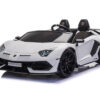 Lamborghini Aventador, 2-Persoons 24V Elektrische Kinderauto met Rubberen Banden, Leder Zitje – wit