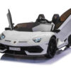 Lamborghini Aventador, 2-Persoons 24V Elektrische Kinderauto met Rubberen Banden, Leder Zitje – wit – afbeelding 3